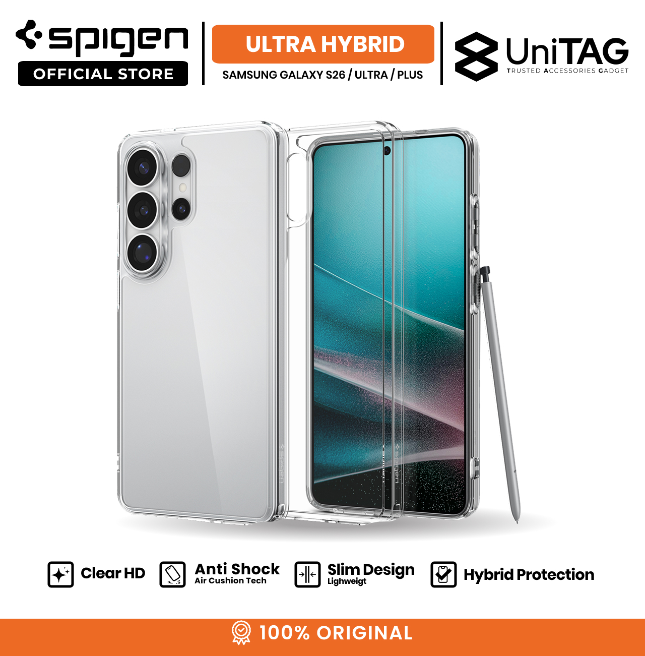 Spigen Galaxy S26 Ultra Case Ultra Hybrid - Crystal Clear ACS10677 (Offline SKU)