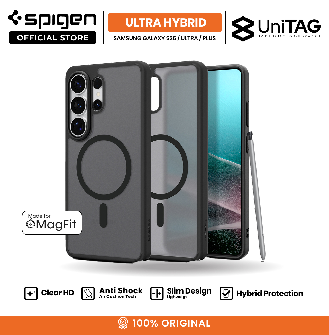 Spigen Galaxy S26 Ultra Case Magsafe Ultra Hybrid MagFit - Forst Black ACS10681 (Offline SKU)
