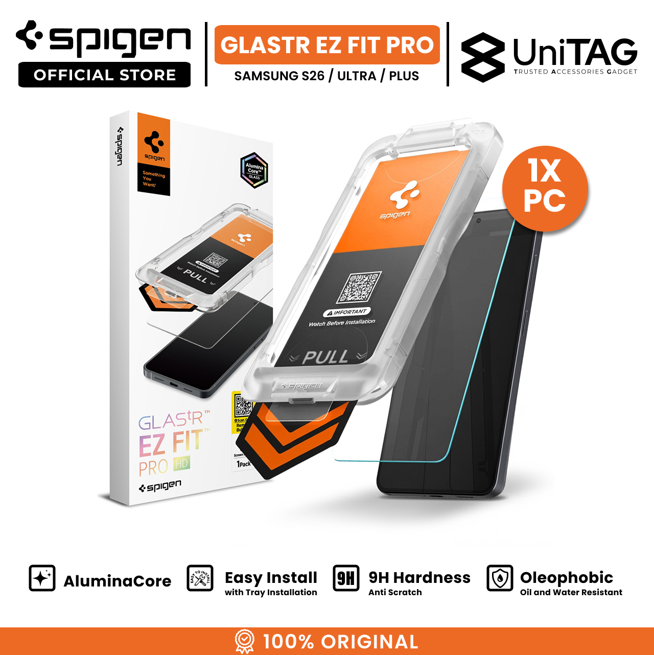 Spigen Galaxy S26 Tempered Glass with Tray 1 Pack GlastR EZ Fit Pro HD - Transparancy AGL11097 (Offline SKU)