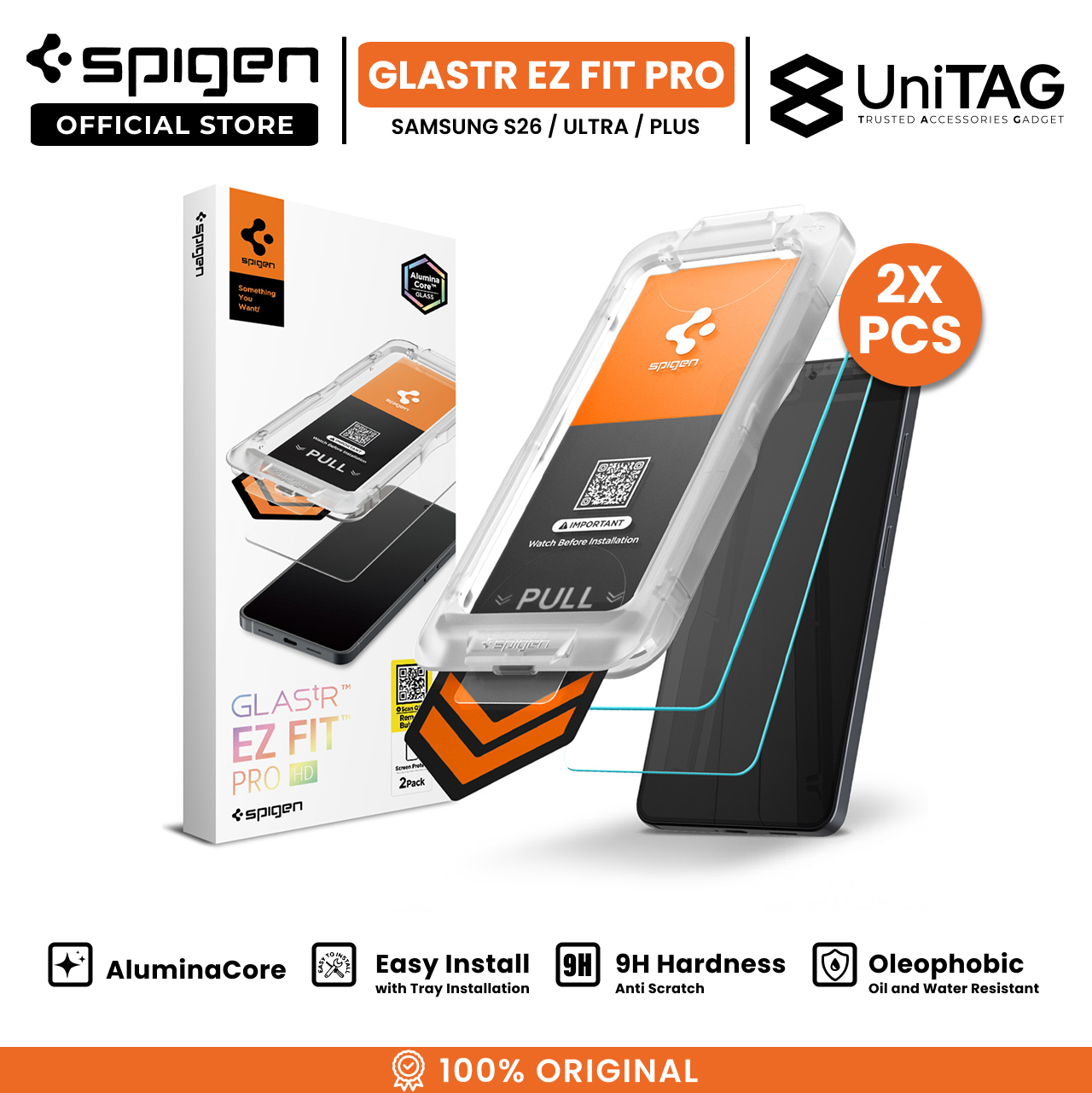 Spigen Galaxy S26 Ultra Tempered Glass with Tray 2 Pack GlastR EZ Fit Pro HD - Transparancy AGL11072 (Offline SKU)