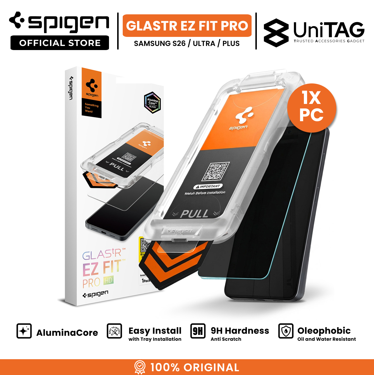 Spigen Galaxy S26 Tempered Glass with Tray 1 Pack GlastR EZ Fit Pro HD - Privacy AGL11098 (Offline SKU)