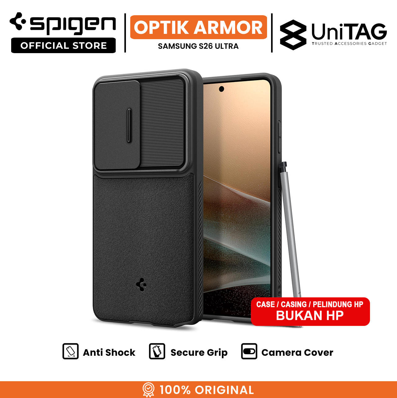 Spigen Galaxy S26 Ultra Case Camera Cover Optik Armor - Black ACS10687 (Offline SKU)