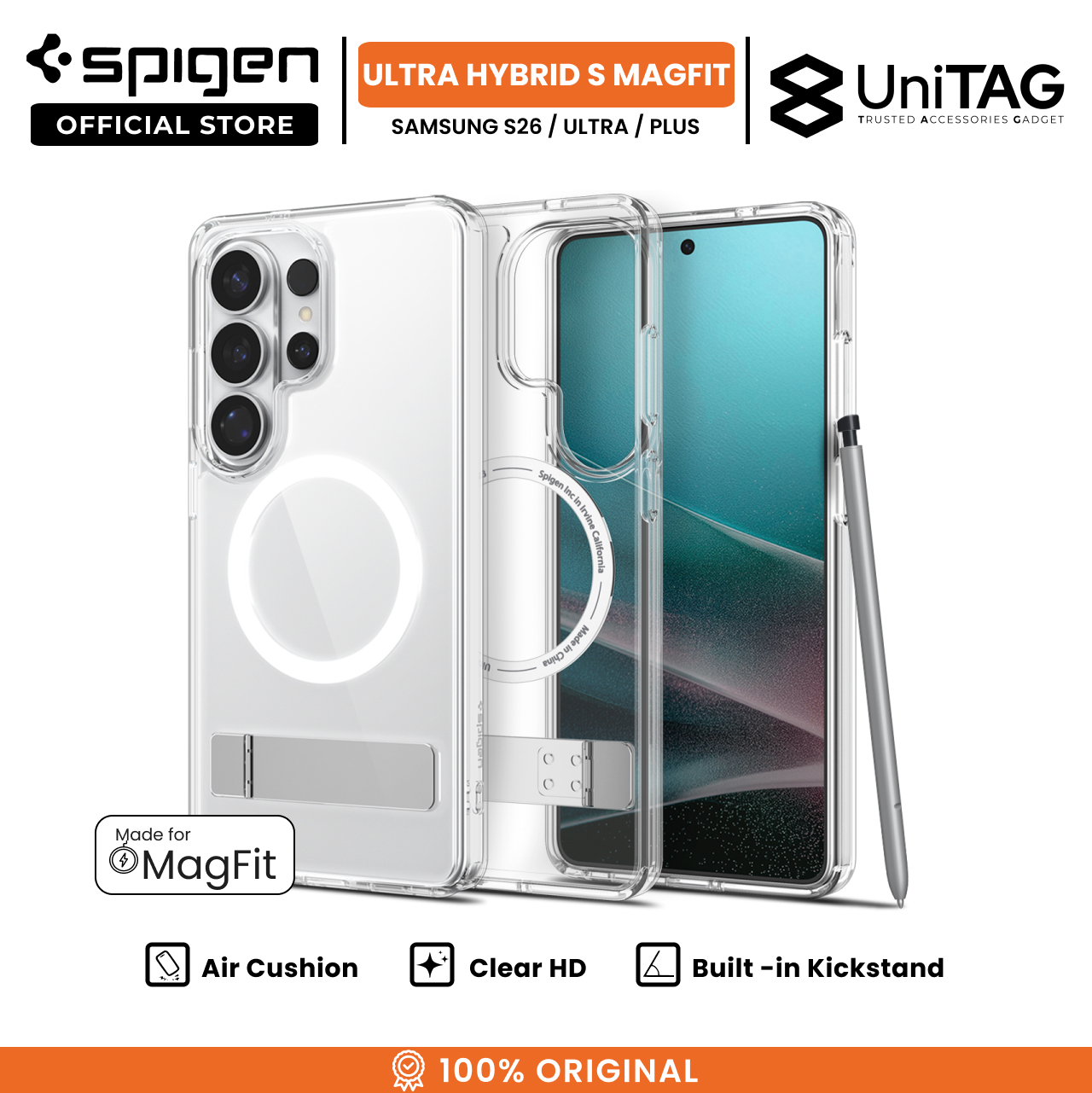 Spigen Galaxy S26 Ultra Case Magsafe Ultra Hybrid S MagFit - Clear White ACS11032