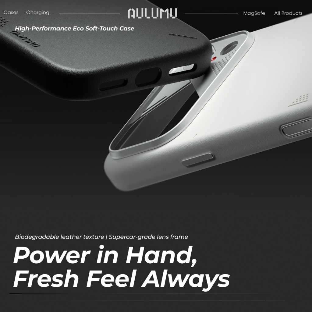 Aulumu iPhone 17 Case Vegan Leather MagSafe - Black A17-PU-BK-17 (Online Eksklusif)