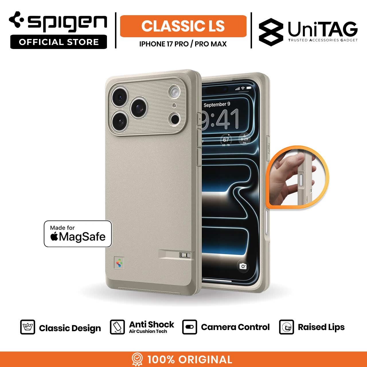 SPIGEN Case for iPhone 17 Pro Max Classic LS Retro Design Magsafe Camera Control Anti Shock Casing