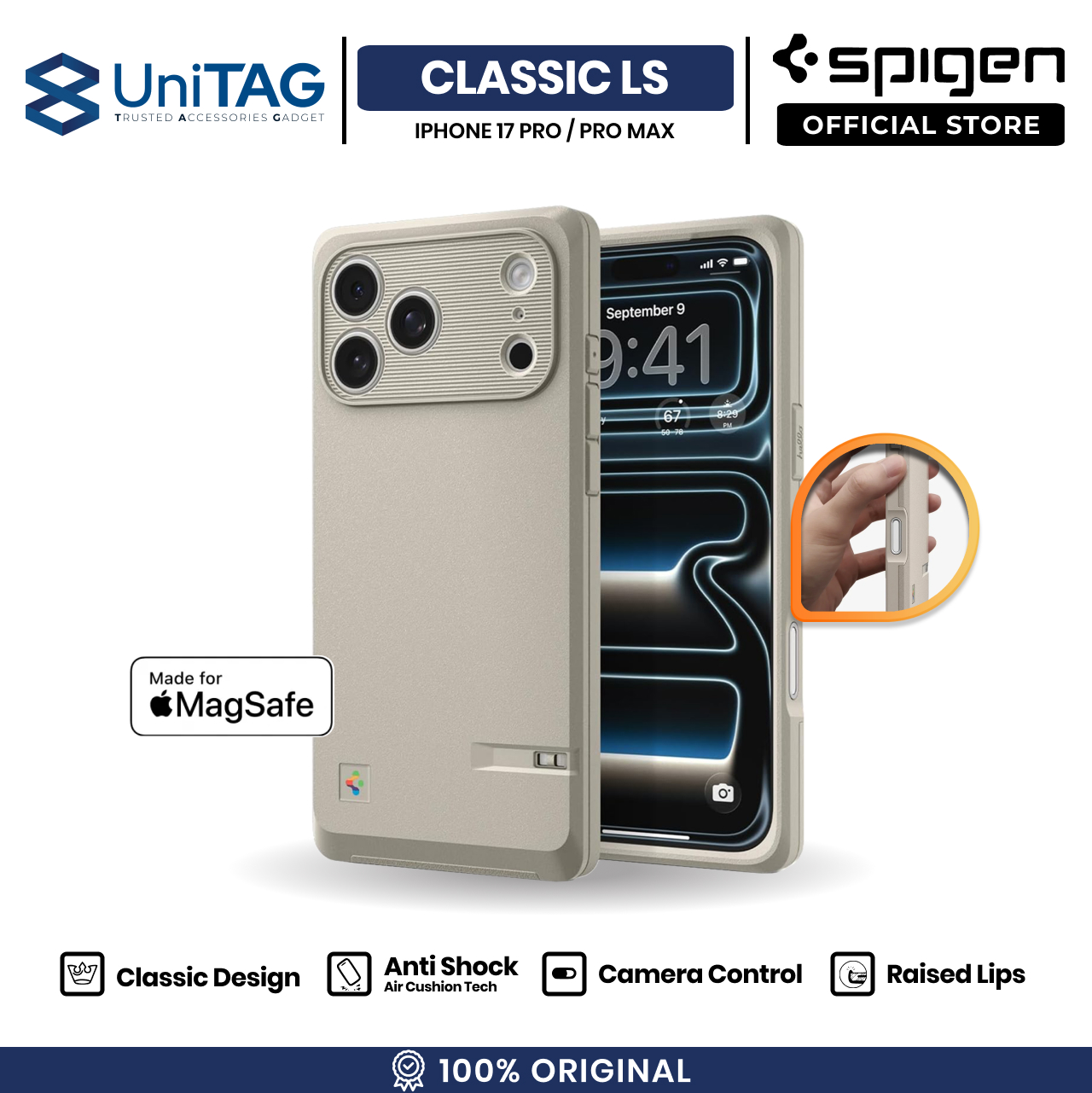 SPIGEN Case for iPhone 17 Pro Max Classic LS Retro Design Magsafe Camera Control Anti Shock Casing