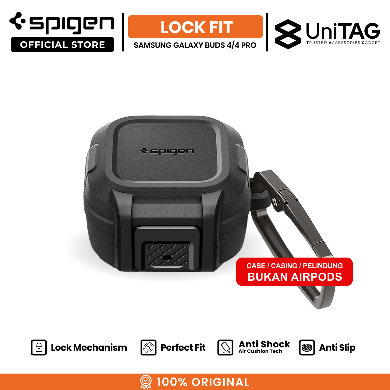 Spigen Galaxy Buds 4 / 4 Pro Case Lock Fit - Matte Black ACS11202
